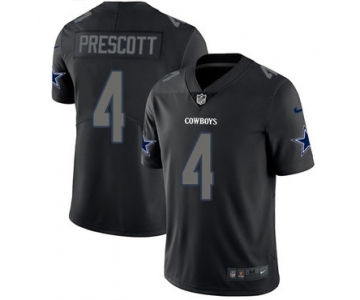 Nike Cowboys #4 Dak Prescott Black Men's Stitched NFL Limited Rush Impact Jersey