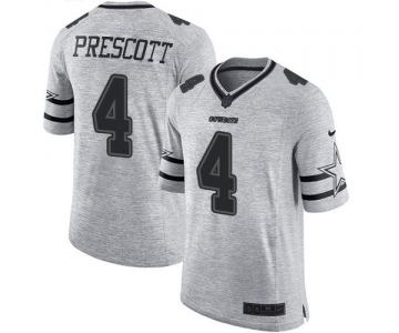 Nike Cowboys #4 Dak Prescott Gray Men's Stitched NFL Limited Gridiron Gray II Jersey