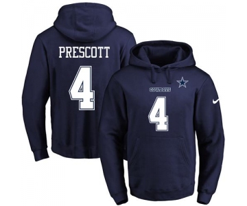 Nike Cowboys #4 Dak Prescott Navy Blue Name & Number Pullover NFL Hoodie