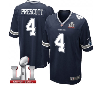 Nike Cowboys #4 Dak Prescott Navy Blue Team Color Stitched NFL Super Bowl LI 51 Elite Jersey