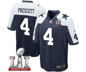 Nike Cowboys #4 Dak Prescott Navy Blue Thanksgiving Throwback Stitched NFL Super Bowl LI 51 Elite Jersey