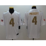 Nike Cowboys #4 Dak Prescott White Men's Stitched NFL Limited Salute To Service Jersey