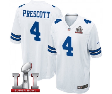 Nike Cowboys #4 Dak Prescott White Stitched NFL Super Bowl LI 51 Elite Jersey