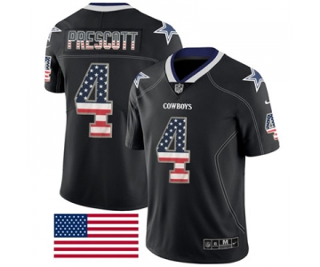 Nike Dallas Cowboys #4 Dak Prescott Black Men's Stitched NFL Limited Rush USA Flag Jersey