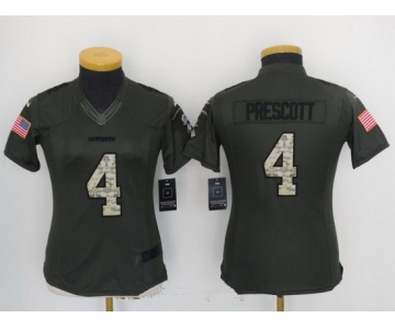 Women's Dallas Cowboys #4 Dak Prescott Green Salute To Service Stitched NFL Nike Limited Jersey