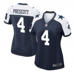 Women's Dallas Cowboys #4 Dak Prescott Navy Blue Thanksgiving Alternate Stitched NFL Nike Game Jersey