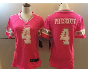 Women's Dallas Cowboys #4 Dak Prescott Pink 2016 Breast Cancer Awareness Stitched NFL Nike Fashion Jersey