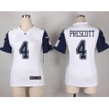 Women's Dallas Cowboys #4 Dak Prescott White 2015 Color Rush Stitched NFL Nike Game Jersey