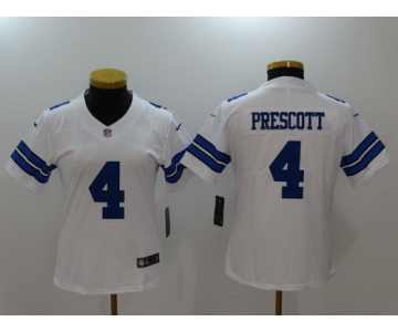 Women's Dallas Cowboys #4 Dak Prescott White 2017 Vapor Untouchable Stitched NFL Nike Limited Jersey