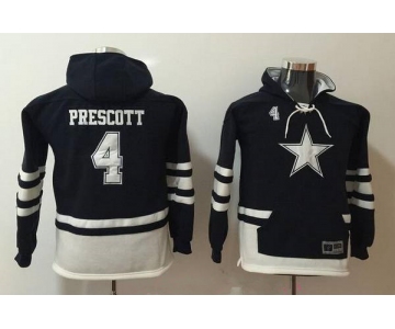 Youth Dallas Cowboys #4 Dak Prescott NEW Navy Blue Pocket Stitched NFL Pullover Hoodie