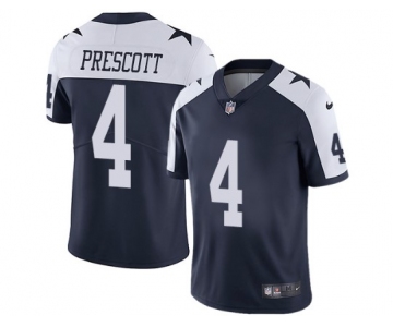 Youth Dallas Cowboys #4 Dak Prescott Navy Blue Thanksgiving Men's Stitched Football Vapor Throwback Limited Jersey