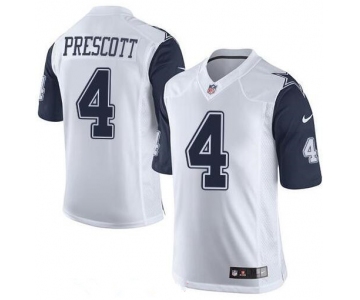 Youth Dallas Cowboys #4 Dak Prescott White 2015 Color Rush Stitched NFL Nike Game Jersey