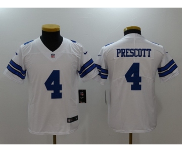 Youth Dallas Cowboys #4 Dak Prescott White 2017 Vapor Untouchable Stitched NFL Nike Limited Jersey