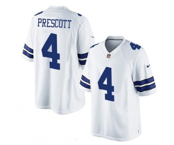 Youth Dallas Cowboys #4 Dak Prescott White Road Stitched NFL Nike Game Jersey