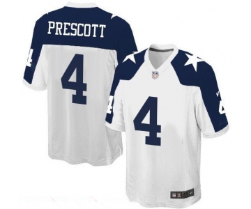 Youth Dallas Cowboys #4 Dak Prescott White Thanksgiving Alternate Stitched NFL Nike Game Jersey