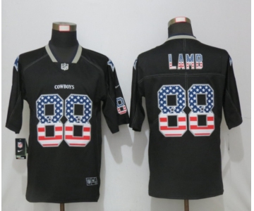 Men's Dallas Cowboys #88 CeeDee Lamb 2020 USA Flag Fashion Black Color Rush Stitched Nike Limited Jersey