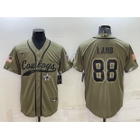 Men's Dallas Cowboys #88 CeeDee Lamb 2022 Olive Salute to Service Cool Base Stitched Baseball Jersey