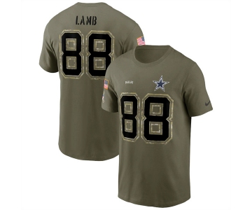 Men's Dallas Cowboys #88 CeeDee Lamb 2022 Olive Salute to Service T-Shirt