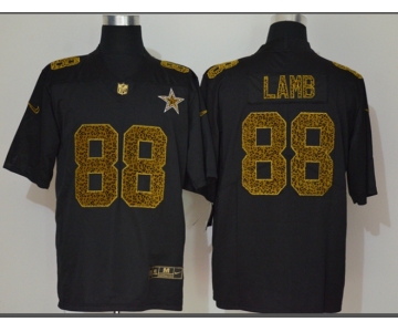 Men's Dallas Cowboys #88 CeeDee Lamb Black 2020 Nike Flocked Leopard Print Vapor Limited NFL Jersey