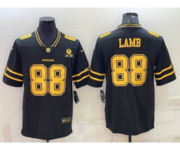 Men's Dallas Cowboys #88 CeeDee Lamb Black Gold Edition With 1960 Patch Limited Stitched Football Jersey