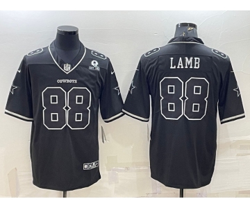 Men's Dallas Cowboys #88 CeeDee Lamb Black With 1960 Patch Limited Stitched Football Jersey