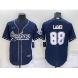 Men's Dallas Cowboys #88 CeeDee Lamb Navy Blue Stitched Cool Base Nike Baseball Jersey