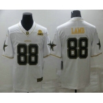 Men's Dallas Cowboys #88 CeeDee Lamb White 60th Patch Golden Edition Stitched NFL Nike Limited Jersey