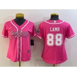 Women's Dallas Cowboys #88 CeeDee Lamb Pink With Patch Cool Base Stitched Baseball Jersey