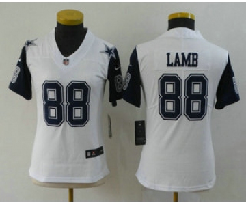 Women's Dallas Cowboys #88 CeeDee Lamb White 2020 Color Rush Stitched NFL Nike Limited Jersey