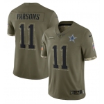 Men's Dallas Cowboys #11 Micah Parsons 2022 Olive Salute To Service Limited Stitched Jersey