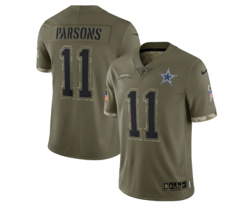 Men's Dallas Cowboys #11 Micah Parsons 2022 Olive Salute To Service Limited Stitched Jersey