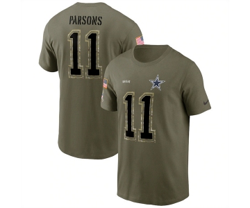 Men's Dallas Cowboys #11 Micah Parsons 2022 Olive Salute to Service T-Shirt