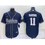 Men's Dallas Cowboys #11 Micah Parsons Navy Blue Stitched Cool Base Nike Baseball Jersey