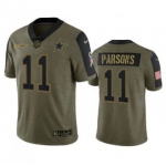 Men's Dallas Cowboys #11 Micah Parsons Olive 2021 Salute To Service Limited Stitched Jersey