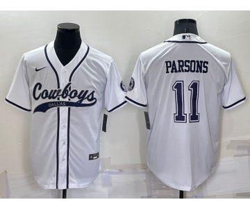 Men's Dallas Cowboys #11 Micah Parsons White Stitched Cool Base Nike Baseball Jersey