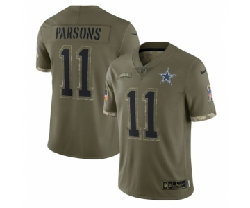 Men's Womens Youth Kids Dallas Cowboys #11 Micah Parsons 2023 Salute To Service Olive Limited Nike Jersey