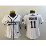 Women's Dallas Cowboys #11 Micah Parsons White With Patch Cool Base Stitched Baseball Jersey