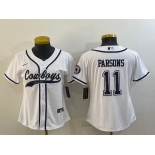 Women's Dallas Cowboys #11 Micah Parsons White With Patch Cool Base Stitched Baseball Jersey