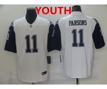 Youth Dallas Cowboys #11 Micah Parsons White 2021 Color Rush Stitched NFL Nike Limited Jersey