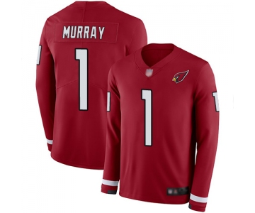 Cardinals #1 Kyler Murray Red Team Color Men's Stitched Football Limited Therma Long Sleeve Jersey