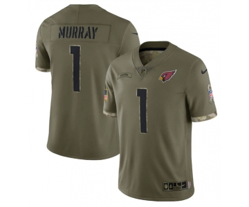 Men's Arizona Cardinals #1 Kyler Murray 2022 Olive Salute To Service Limited Stitched Jersey