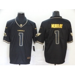 Men's Arizona Cardinals #1 Kyler Murray Black 100th Season Golden Edition Jersey