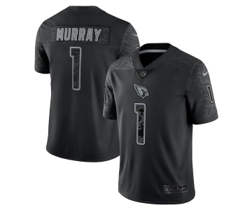 Men's Womens Youth Kids Arizona Cardinals #1 Kyler Murray Black Nike NFL Black Reflective Limited Jersey