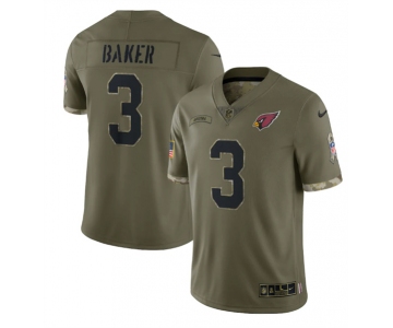 Men's Arizona Cardinals #3 Budda Baker 2022 Olive Salute To Service Limited Stitched Jersey