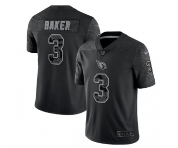 Men's Arizona Cardinals #3 Budda Baker Black Reflective Limited Stitched Football Jersey