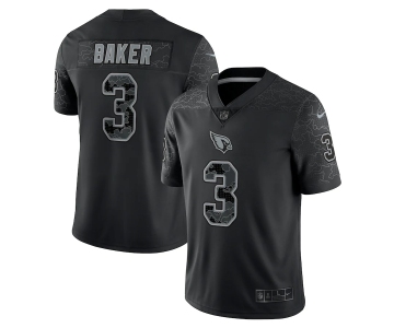 Men's Womens Youth Kids Arizona Cardinals #3 Budda Baker Black Nike NFL Black Reflective Limited Jersey