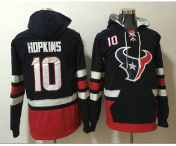Men's Houston Texans #10 DeAndre Hopkins NEW Navy Blue Pocket Stitched NFL Pullover Hoodie