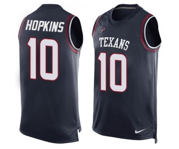 Men's Houston Texans #10 DeAndre Hopkins Navy Blue Hot Pressing Player Name & Number Nike NFL Tank Top Jersey