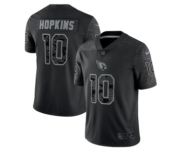 Men's Womens Youth Kids Arizona Cardinals #10 DeAndre Hopkins Black  Nike NFL Black Reflective Limited Jersey