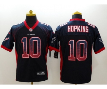 Nike Houston Texans #10 DeAndre Hopkins Drift Fashion Blue Elite Jersey